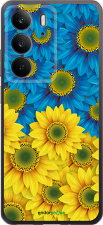 Силиконовый чехол Жёлто-голубые цветы для Realme C75 4G - 1048u-3878 изображение 