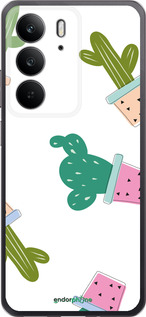 Силиконовый чехол Кактусы в горшочках для Realme C75 4G - 3968u-3878 изображение 