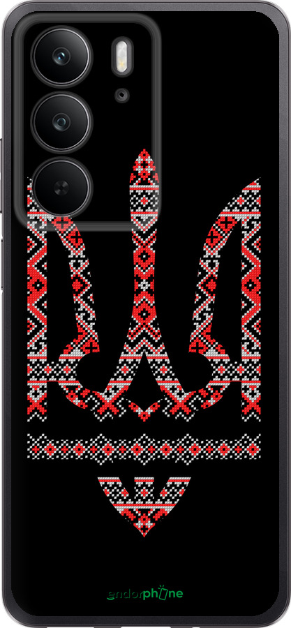 Силиконовый чехол Герб - вышиванка на черном фоне для Realme C75 4G - 1196u-3878 изображение 