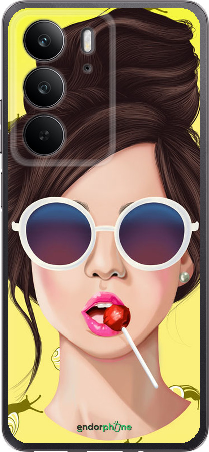 Силиконовый чехол Девушка с чупа-чупсом для Realme C75 4G - 3979u-3878 изображение 