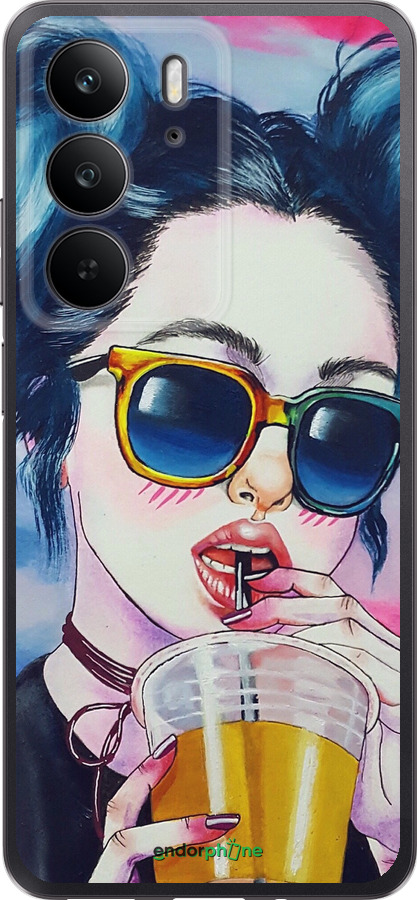 Силиконовый чехол Арт-девушка в очках для Realme C75 4G - 3994u-3878 изображение 