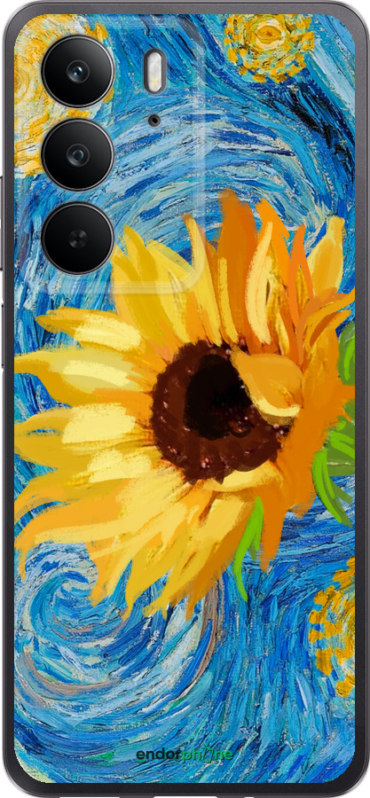 Силиконовый чехол Цветы желто-голубые для Realme C75 4G - 5308u-3878 изображение 