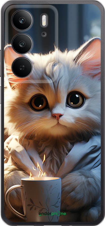 Силіконовий чехол Білий кіт для Realme C75 4G - 5646u-3878 изображение 