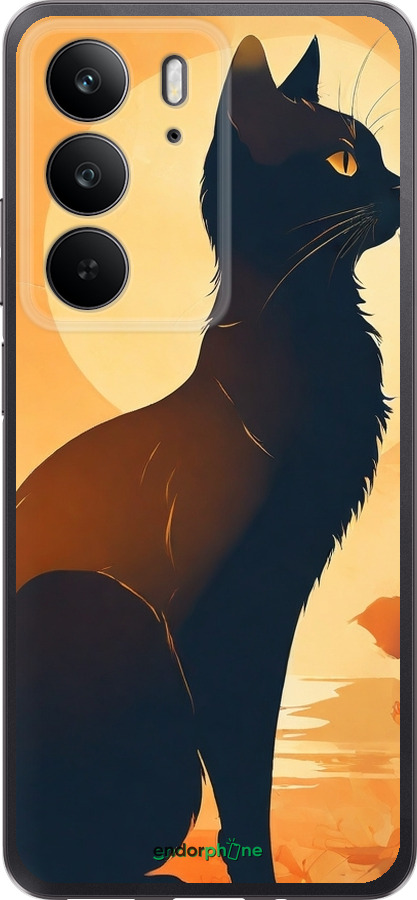 Силиконовый чехол Черная кошка v2 для Realme C75 4G - 5830u-3878 изображение 