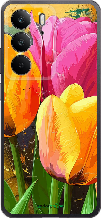 Силіконовий чехол Намальовані тюльпани для Realme C75 4G - 5990u-3878 изображение 