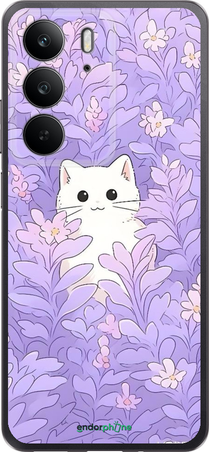 Силіконовий чехол Котик в цветах для Realme C75 4G - 6390u-3878 изображение 