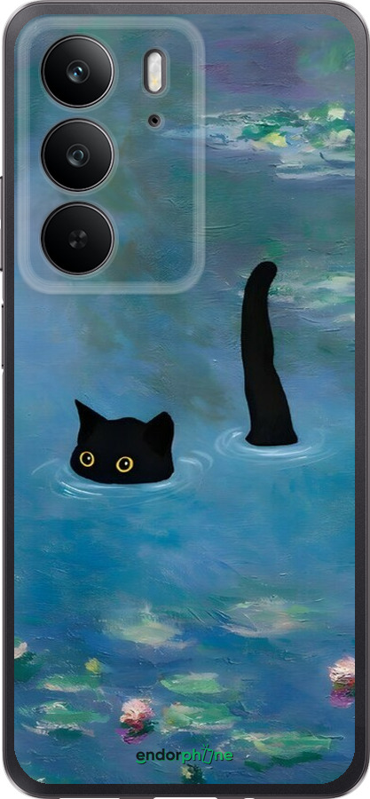 Силиконовый чехол С изображением кота и водяной лилии Monet для Realme C75 4G - 6519u-3878 изображение 