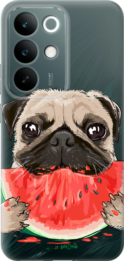 Силиконовый чехол Мопс и арбуз для Realme C85 Pro - 4665u-4218 изображение 