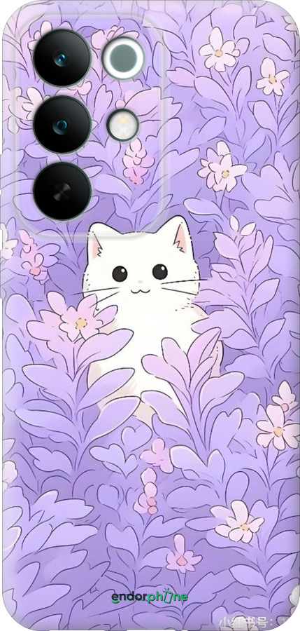 Силиконовый чехол Котик в цветах для Realme C85 Pro - 6390u-4218 изображение 