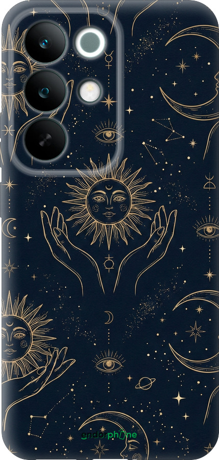 Силиконовый чехол Celestial Harmony: Sun & Moon Gold Mystic Pattern для Realme C85 Pro - 6778u-4218 изображение 