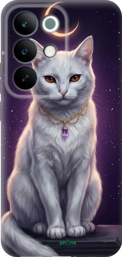 Силиконовый чехол Mystic White Cat Gothic Dark Purple Gold для Realme C85 Pro - 6805u-4218 изображение 