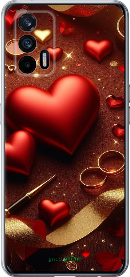 Силиконовый чехол Сердечки v3 для Realme GT 5G - 5833u-3338 изображение 