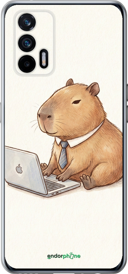 Силиконовый чехол Funny Capybara CEO Working для Realme GT 5G - 6777u-3338 изображение 