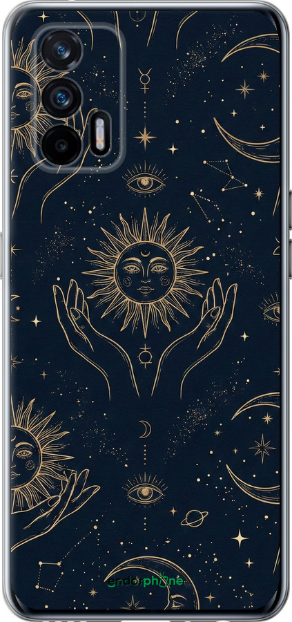 Силиконовый чехол Celestial Harmony: Sun & Moon Gold Mystic Pattern для Realme GT 5G - 6778u-3338 изображение 