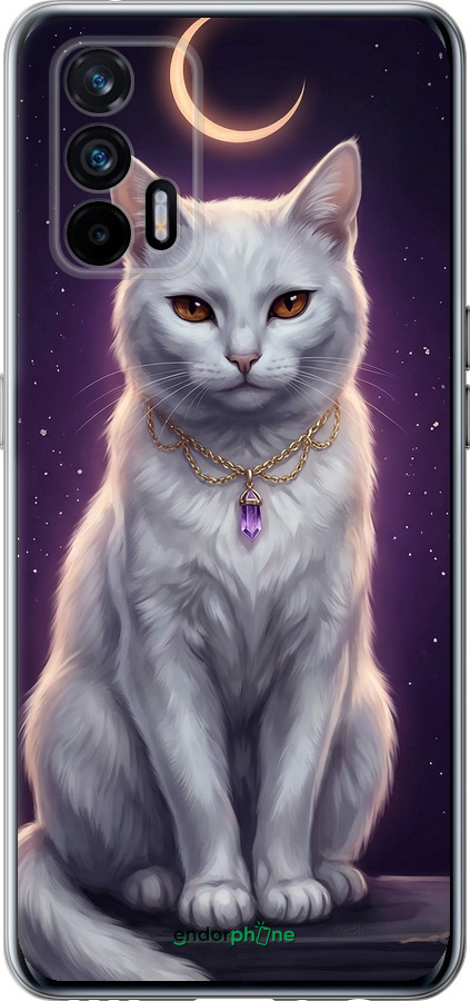 Силіконовий чехол Mystic White Cat Gothic Dark Purple Gold для Realme GT 5G - 6805u-3338 изображение 
