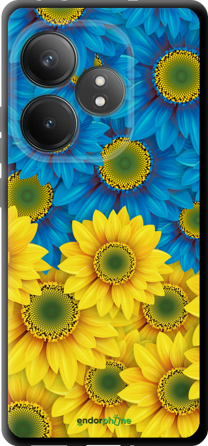 TPU чехол Жёлто-голубые цветы для Realme GT Neo6 SE - 1048b-3796 изображение 