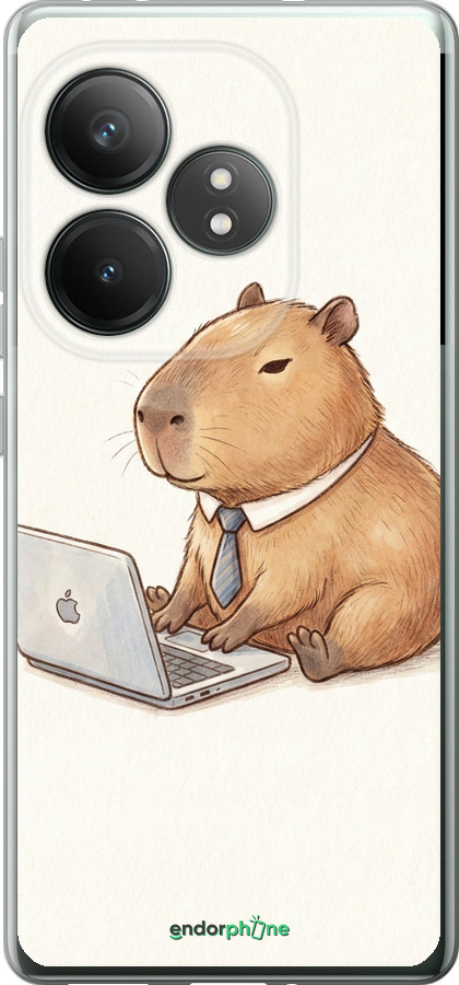 Силиконовый чехол Funny Capybara CEO Working для Realme GT Neo6 SE - 6777u-3796 изображение 