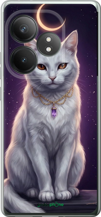 Силіконовий чехол Mystic White Cat Gothic Dark Purple Gold для Realme GT Neo6 SE - 6805u-3796 изображение 