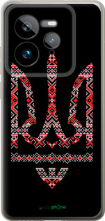Силиконовый чехол Герб - вышиванка на черном фоне для Realme GT 7 Pro - 1196u-3893 изображение 