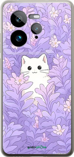 Силиконовый чехол Котик в цветах для Realme GT 7 Pro - 6390u-3893 изображение 