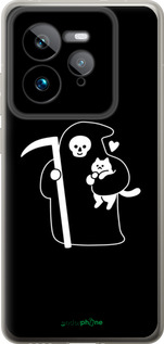 Силиконовый чехол Минималистичный арт: смерть и кошка для Realme GT 7 Pro - 6529u-3893 изображение 