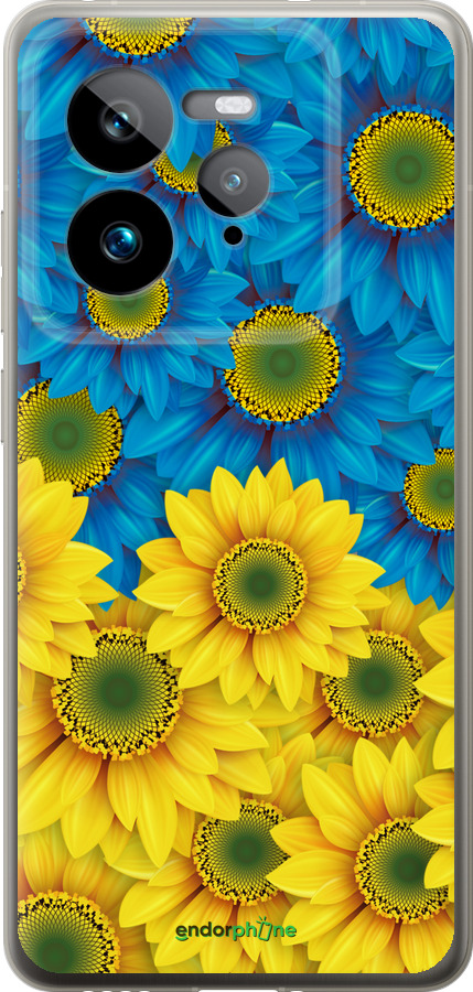 Силиконовый чехол Жёлто-голубые цветы для Realme GT 7 Pro - 1048u-3893 изображение 