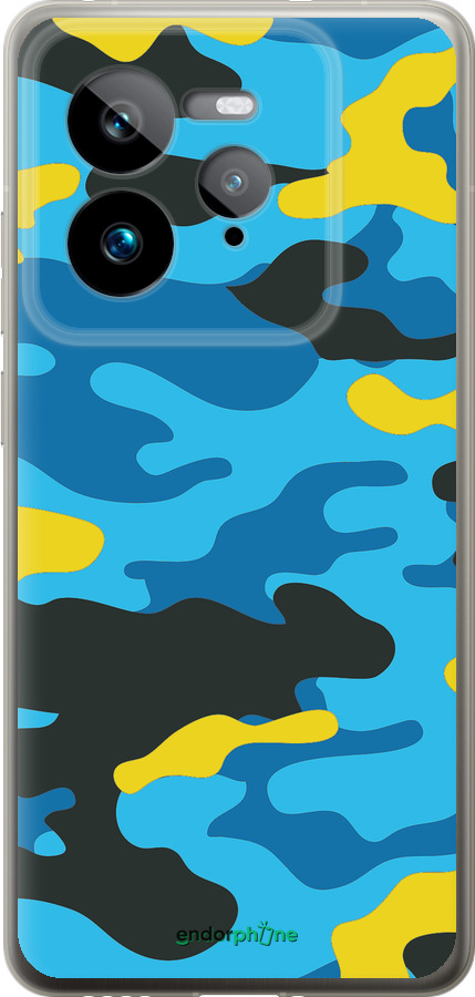Силиконовый чехол Желто-голубой камуфляж для Realme GT 7 Pro - 1084u-3893 изображение 