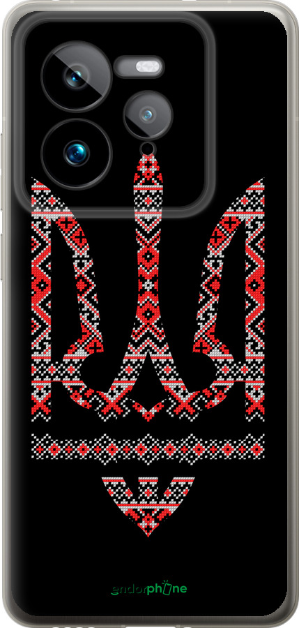 Силиконовый чехол Герб - вышиванка на черном фоне для Realme GT 7 Pro - 1196u-3893 изображение 