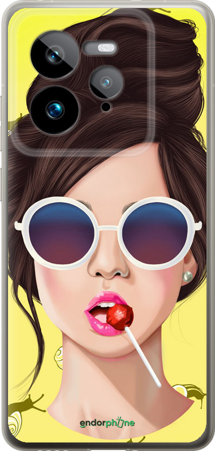 Силиконовый чехол Девушка с чупа-чупсом для Realme GT 7 Pro - 3979u-3893 изображение 