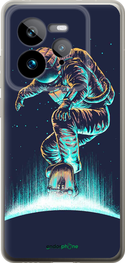 Силиконовый чехол Космонавт на скейтборде для Realme GT 7 Pro - 4145u-3893 изображение 