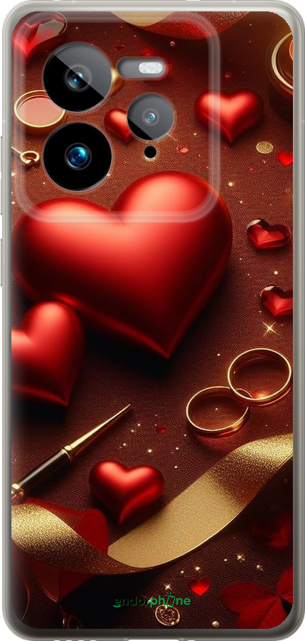 Силіконовий чехол Сердечки v3 для Realme GT 7 Pro - 5833u-3893 изображение 