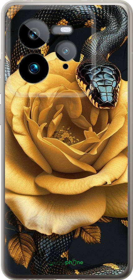 Силиконовый чехол Black snake and golden rose для Realme GT 7 Pro - 6068u-3893 изображение 