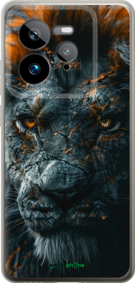 Силіконовий чехол Полум'яний лев для Realme GT 7 Pro - 6153u-3893 изображение 