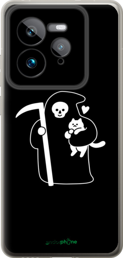 Силиконовый чехол Минималистичный арт: смерть и кошка для Realme GT 7 Pro - 6529u-3893 изображение 
