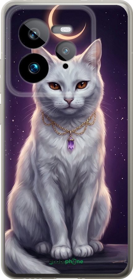 Силиконовый чехол Mystic White Cat Gothic Dark Purple Gold для Realme GT 7 Pro - 6805u-3893 изображение 
