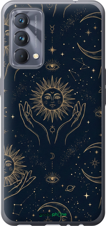 Силіконовий чехол Celestial Harmony: Sun & Moon Gold Mystic Pattern для Realme GT Master - 6778u-2852 изображение 