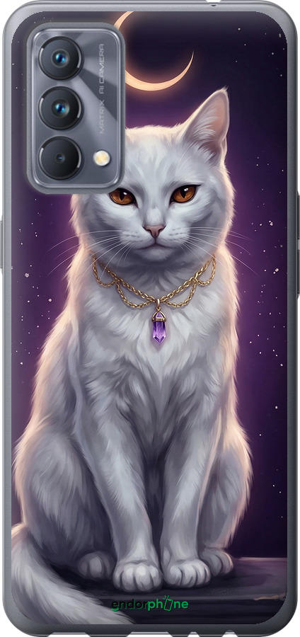 Силіконовий чехол Mystic White Cat Gothic Dark Purple Gold для Realme GT Master - 6805u-2852 изображение 