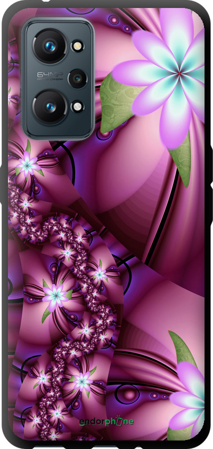 

TPU чорний чохол "Квіткова мозаїка" для Realme GT Neo 2, Рожевий