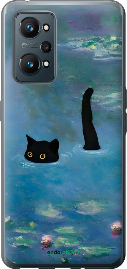 Силиконовый чехол С изображением кота и водяной лилии Monet для Realme GT Neo 2 - 6519u-2489 изображение 