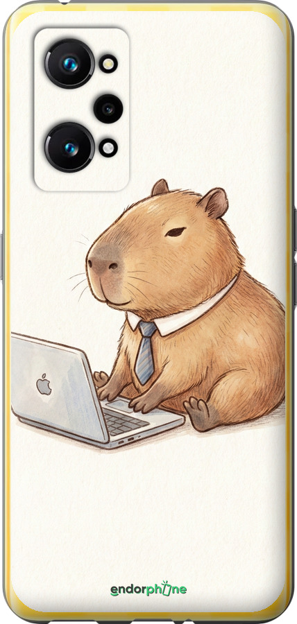 Силиконовый чехол Funny Capybara CEO Working для Realme GT Neo 3T - 6777u-2960 изображение 