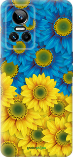 Силиконовый чехол Жёлто-голубые цветы для Realme GT Neo3 - 1048u-2590 изображение 