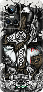 Силиконовый чехол Тату Викинг для Realme GT Neo3 - 4098u-2590 изображение 