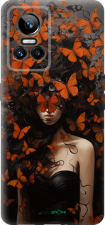 Силиконовый чехол Девушка с оранжевыми бабочками для Realme GT Neo3 - 5941u-2590 изображение 