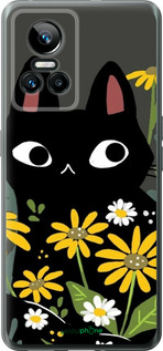 Силиконовый чехол Черный кот с цветами для Realme GT Neo3 - 6448u-2590 изображение 