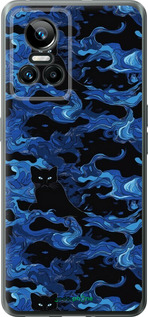 Силіконовий чехол Візерунок чорних котів на блакитному фоні для Realme GT Neo3 - 6525u-2590 изображение 