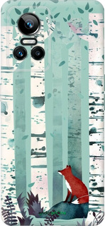 Силіконовий чехол Лис у зеленому лісі для Realme GT Neo3 - 6547u-2590 изображение 