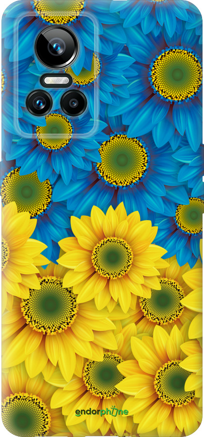 Силиконовый чехол Жёлто-голубые цветы для Realme GT Neo3 - 1048u-2590 изображение 
