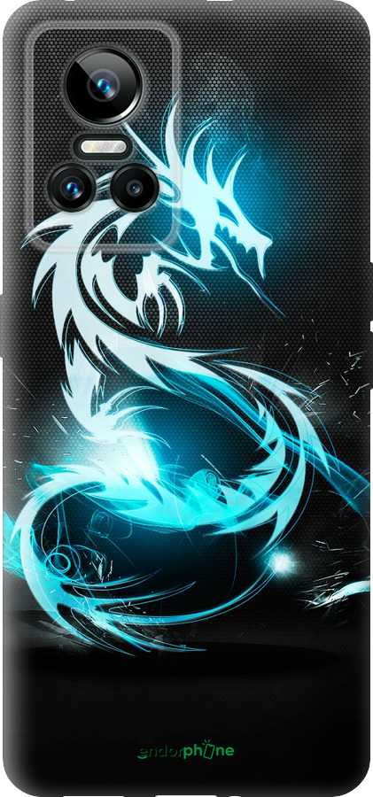 Силиконовый чехол Бело-голубой огненный дракон для Realme GT Neo3 - 113u-2590 изображение 
