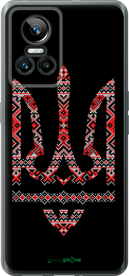 Силиконовый чехол Герб - вышиванка на черном фоне для Realme GT Neo3 - 1196u-2590 изображение 