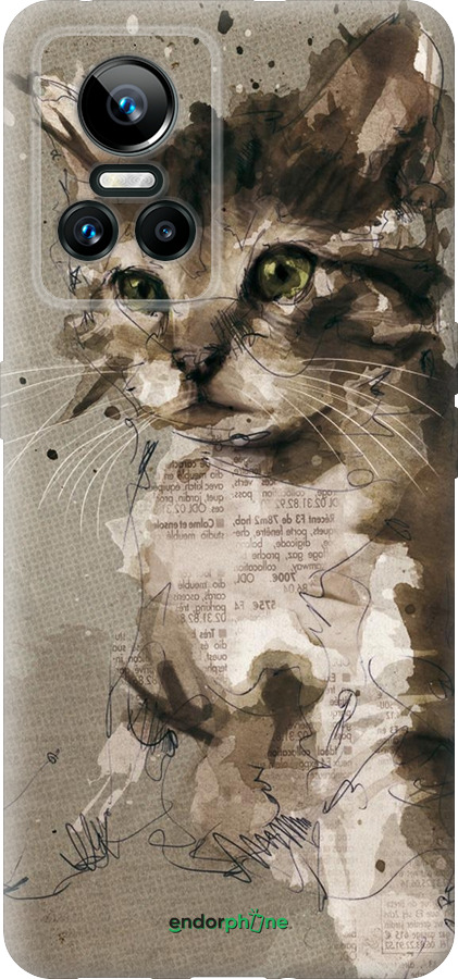 Силиконовый чехол Котёнок из пятен и линий для Realme GT Neo3 - 119u-2590 изображение 
